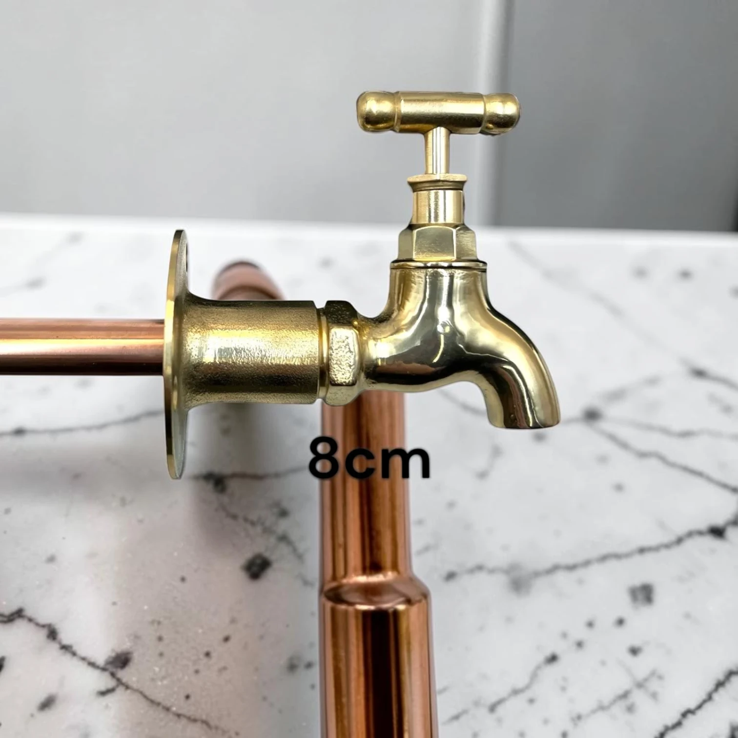 Vintage Style Brass Wall Mounted Tap - Compact Smooth Texture Faucet For Cloakrooms, Van Conversions & Outdoor Sinks - Image 3