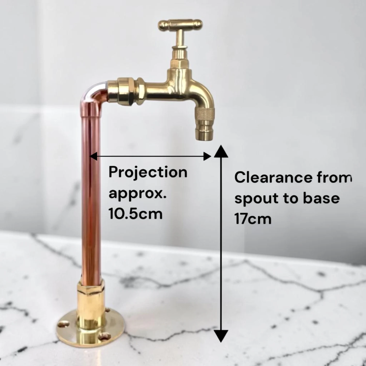Vintage Style Solid Copper And Brass Basin Tap - Compact Rustic Faucet For Bathroom, Camper Van, And Utility Sink - Image 2