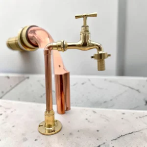 Rustic Vintage Solid Copper & Brass Faucet ?C Crafted Farmhouse Style Sink Tap