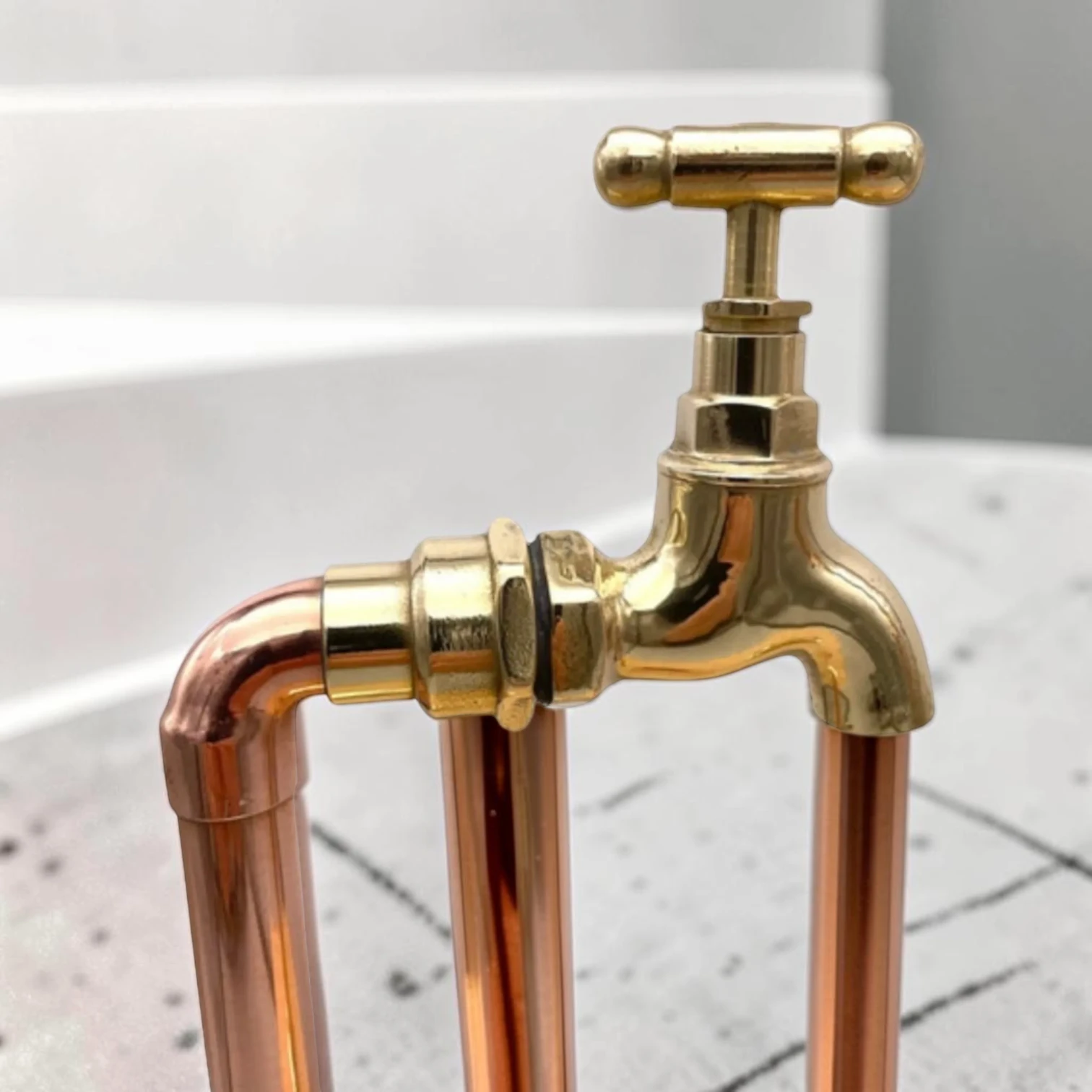 Adjustable Vintage Brass And Copper Countertop Tap For Bathroom, Cloakroom Or Camper Van - 20cm, 9cm - Image 7