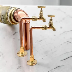 Vintage Traditional Copper And Brass Taps - Rustic Style Faucet For Small Basins And Camper Vans