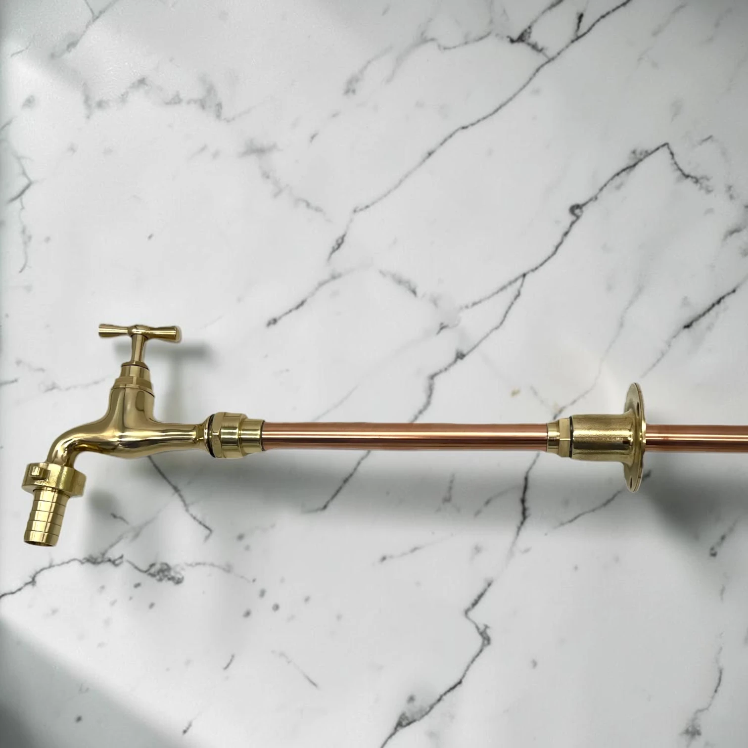 Crafted Solid Brass & Copper Wall Mounted Faucet - Vintage Rustic Style For Kitchen, Bathroom, Or Outdoor Use - Image 4