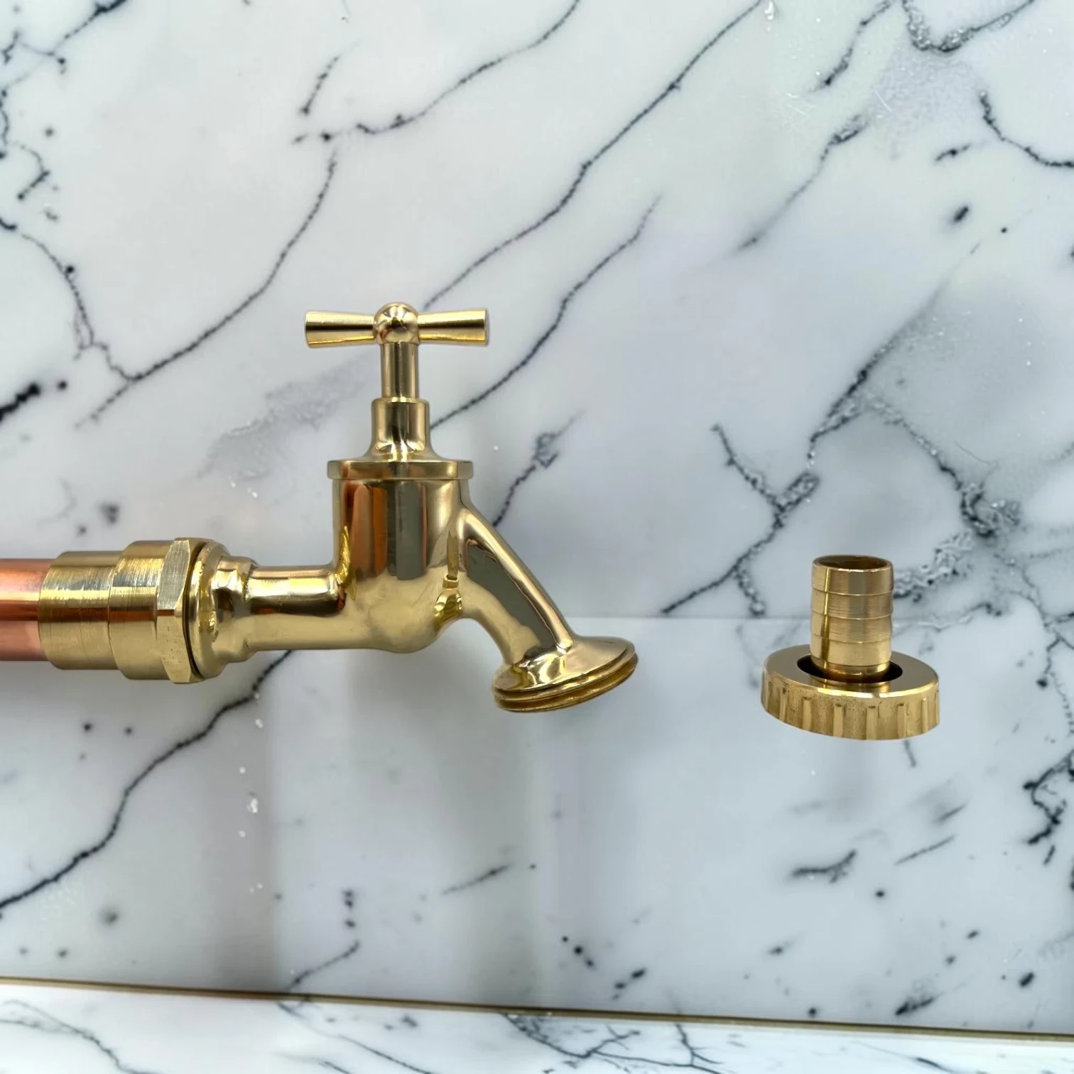 Extra Tall Crafted Copper & Brass Taps - Custom Available In Multiple Sizes Rustic Faucet Pair For Wooden/Laminate Countertops - 29cm, 25cm - Image 3
