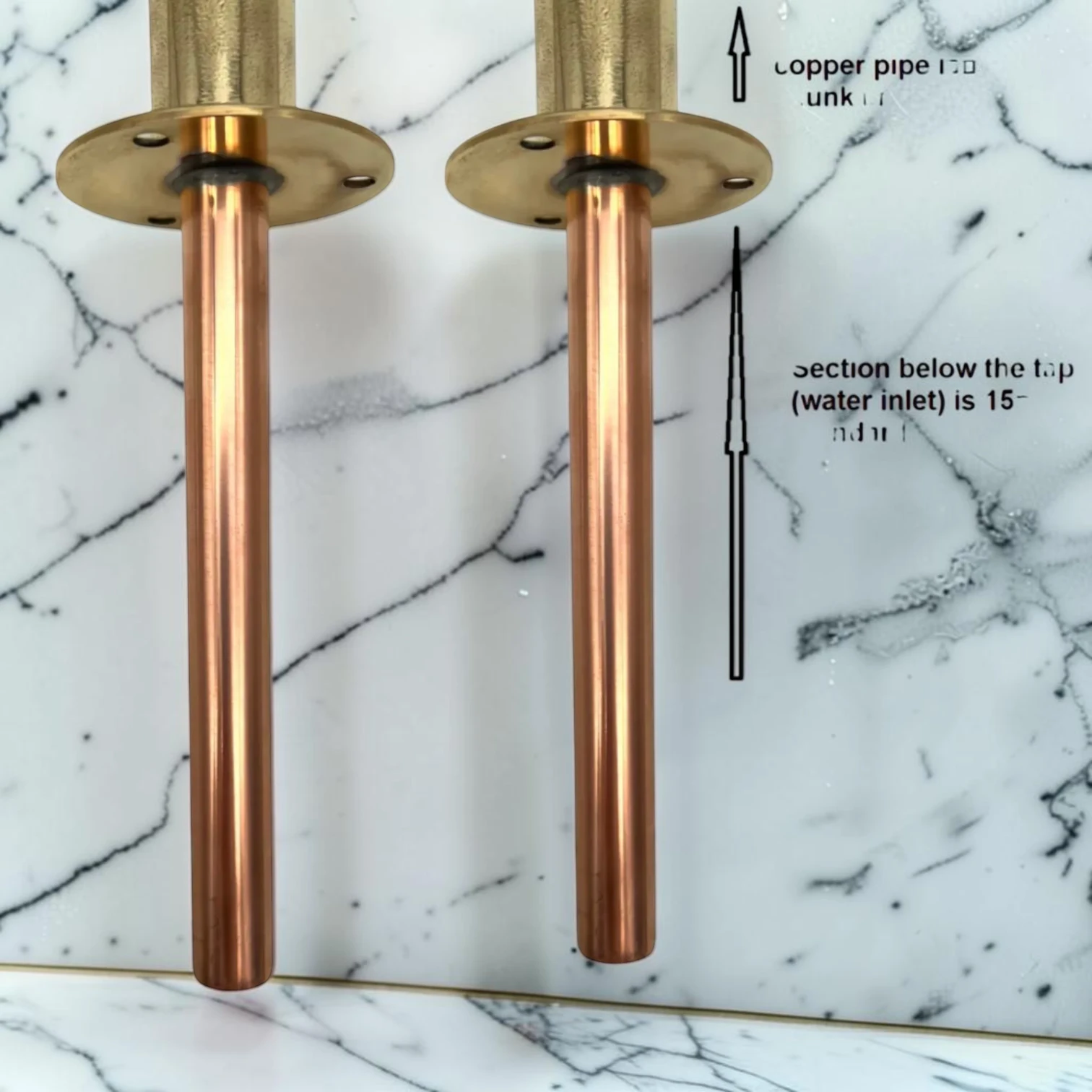 Adjustable Crafted Copper & Brass Kitchen Taps - Available In Multiple Sizes Rustic Faucet Pair For Wooden Countertops - 16cm, 17cm - Image 9