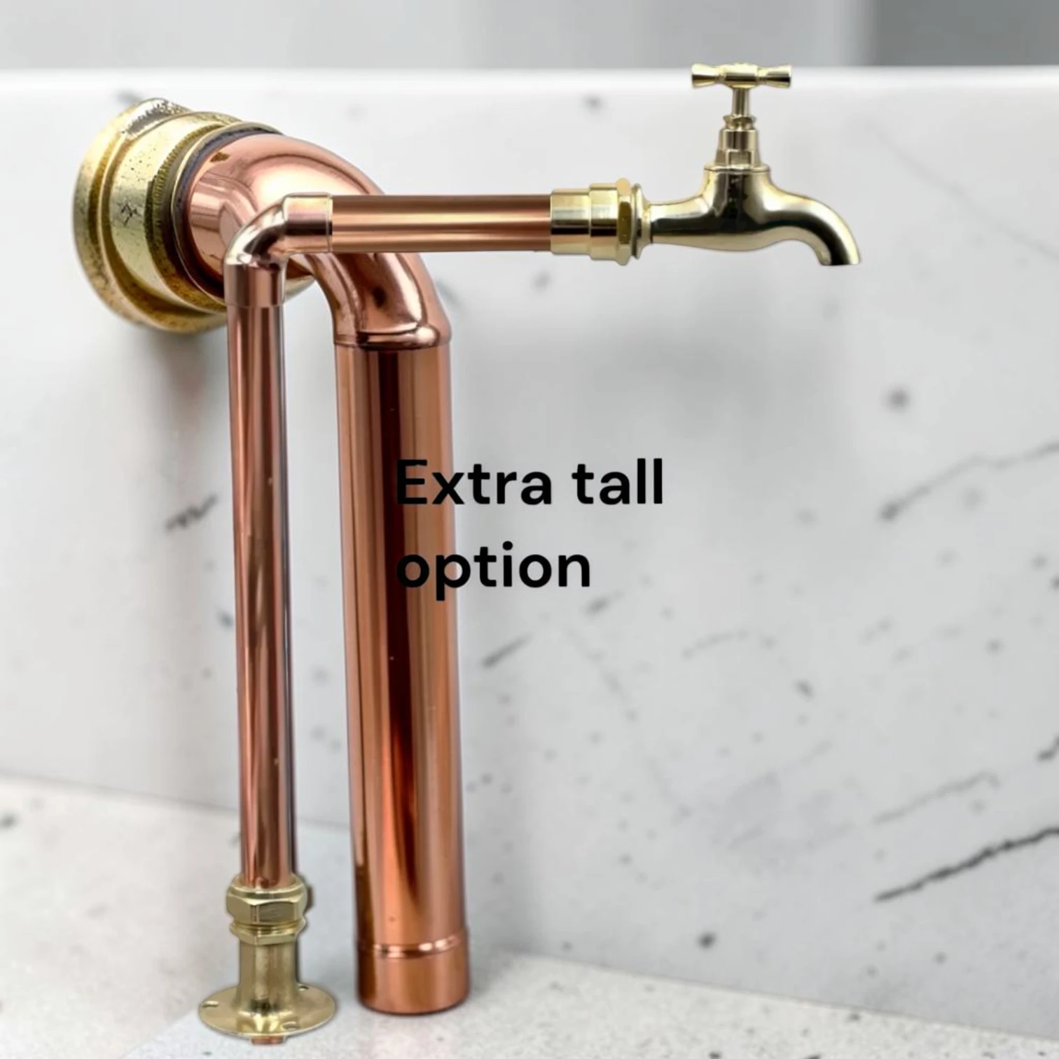 Extra Tall Adjustable Copper & Brass Rustic Kitchen Tap - Crafted Available In Multiple Sizes Vintage Faucet - 29cm, 25cm