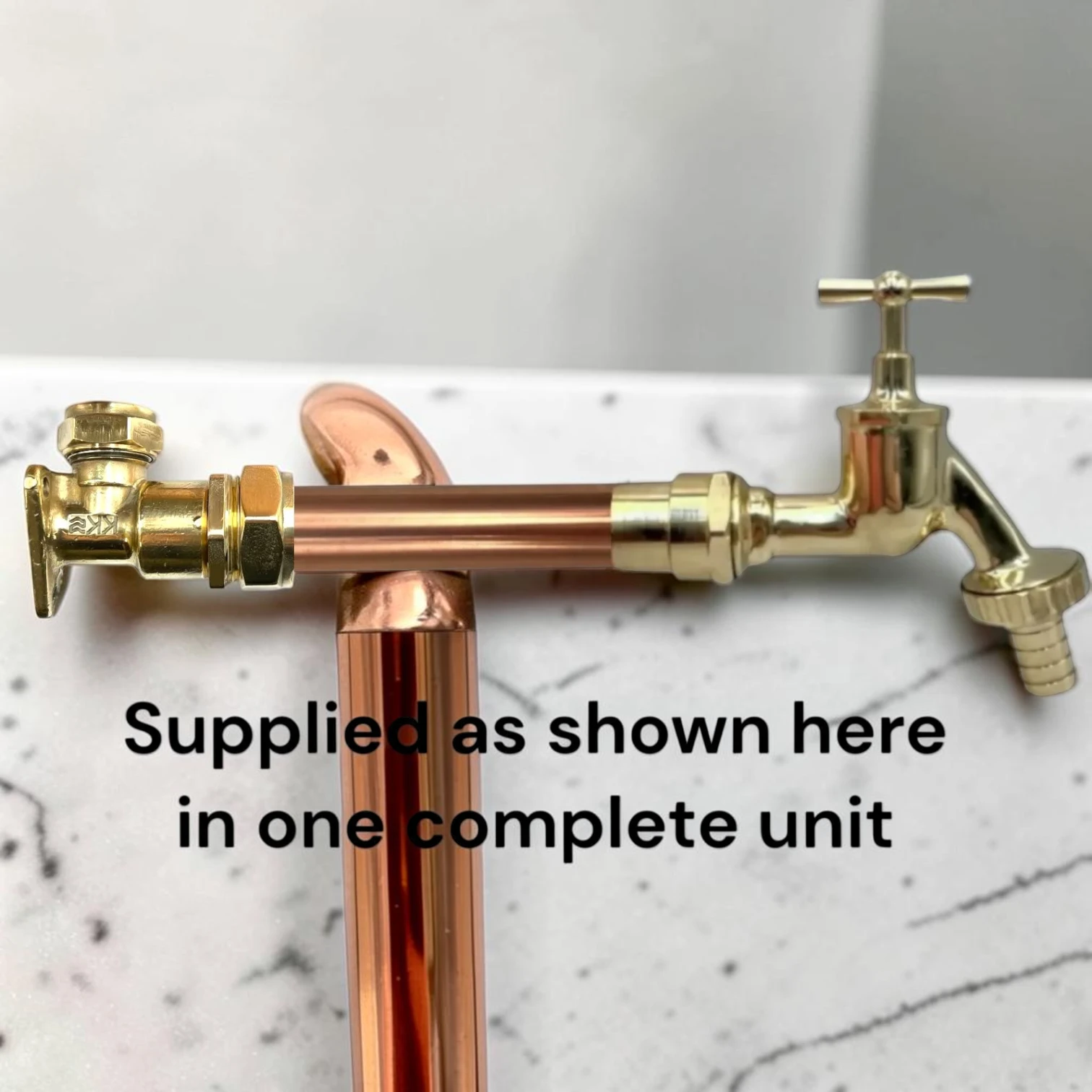 Industrial Copper And Brass Wall-Mounted Tap - Surface Mounted Pipe Installation - Image 3