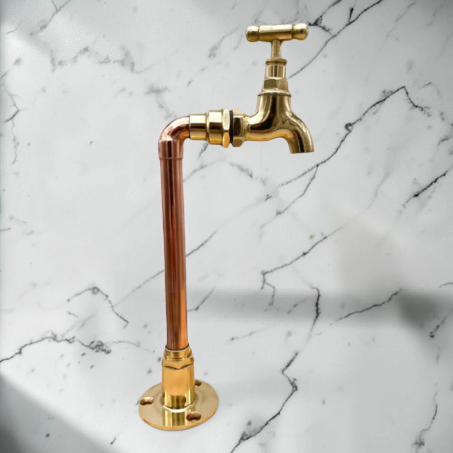 Adjustable Vintage Brass And Copper Countertop Tap For Bathroom, Cloakroom Or Camper Van - 20cm, 9cm - Image 5