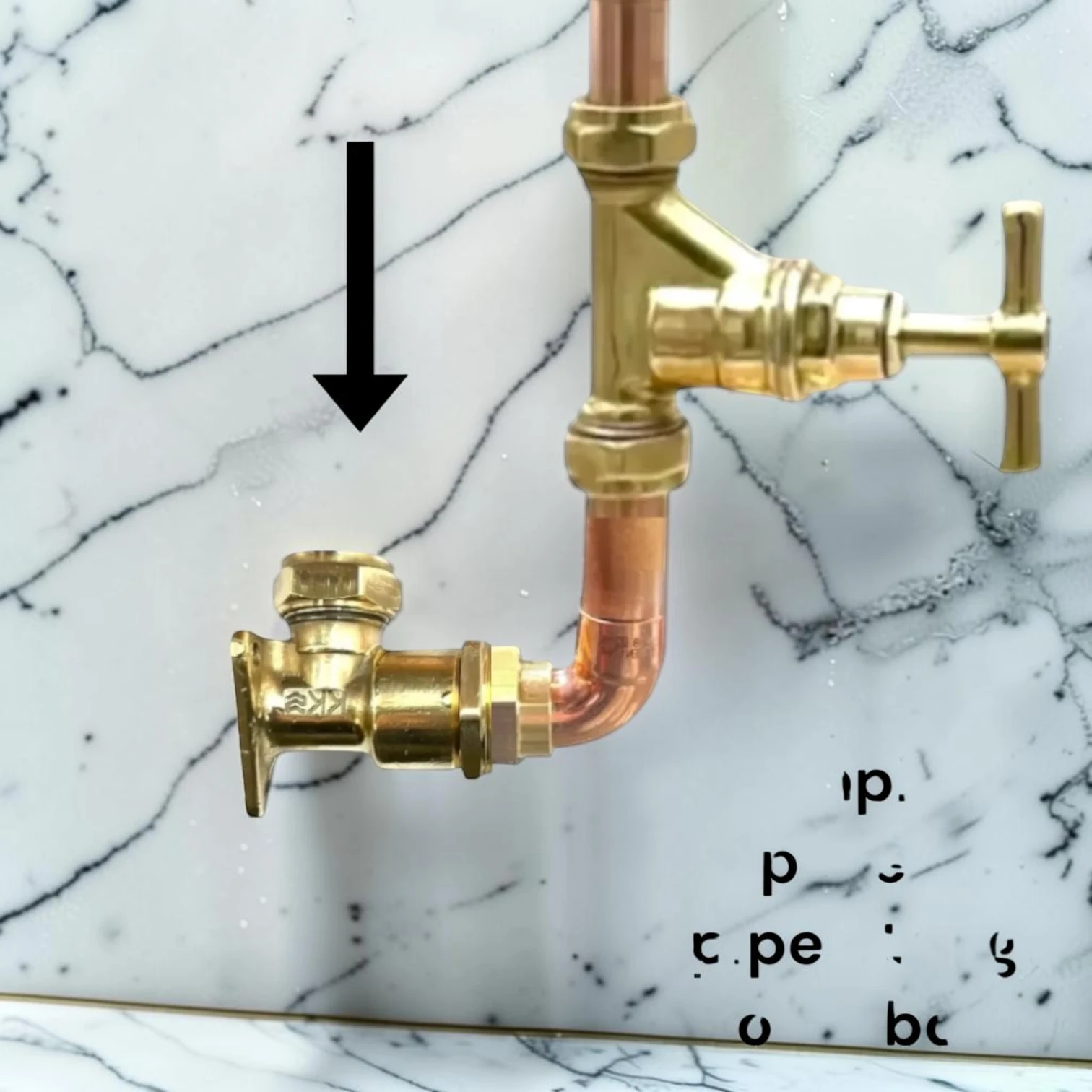 Crafted Solid Copper And Brass Exposed Pipe Wall-Mounted Kitchen Mixer Tap - Both water pipes from below, 16cm, 25cm - most purchased - Image 7