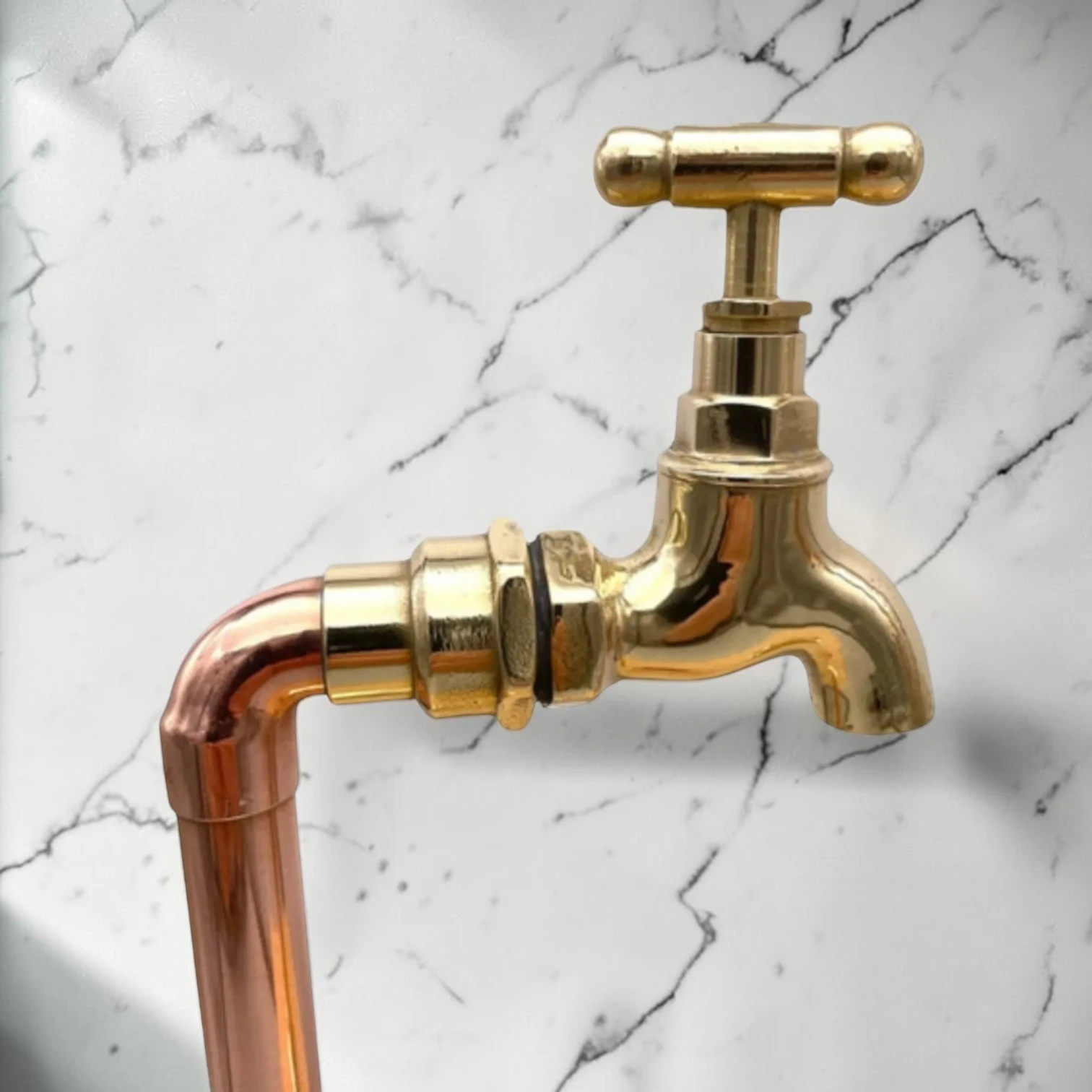 Custom Adjustable Vintage Copper And Brass Pillar Taps - Rustic Industrial Style - 20cm, 9cm - Image 6