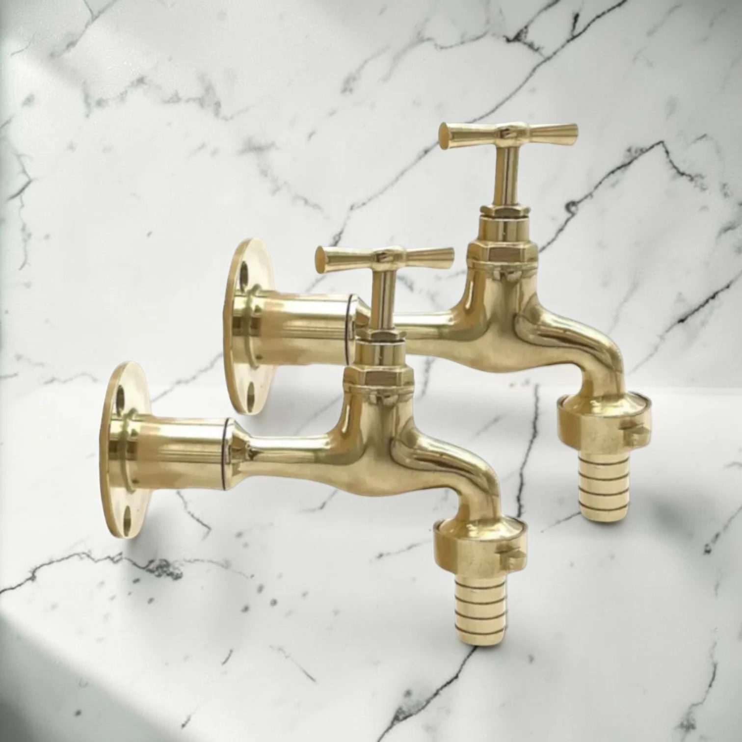Crafted Rustic Brass Wall-Mounted Faucet Set - Vintage Industrial Style - Image 2
