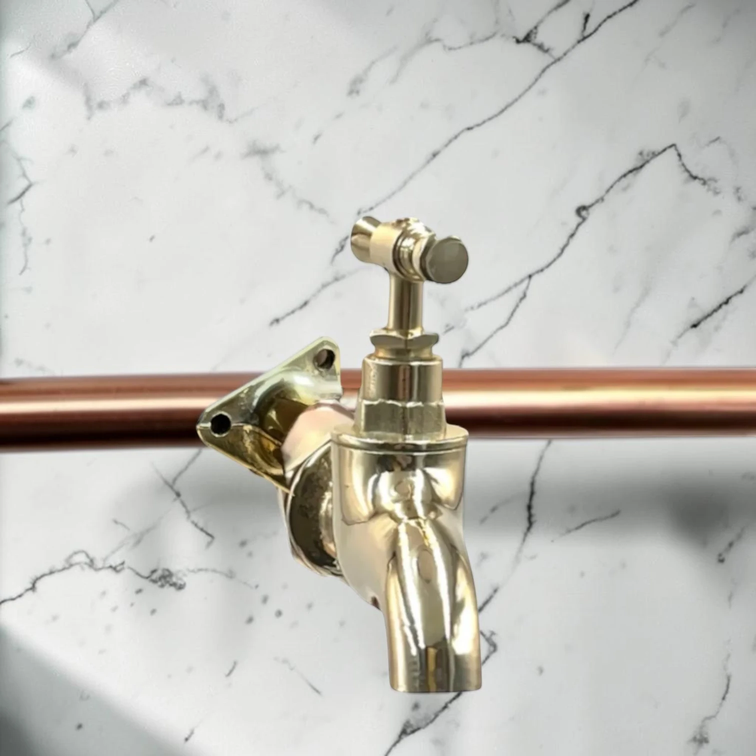 Vintage Industrial Copper & Brass Wall Mounted Tap - Crafted 22Mm Exposed Pipe Faucet - Image 6